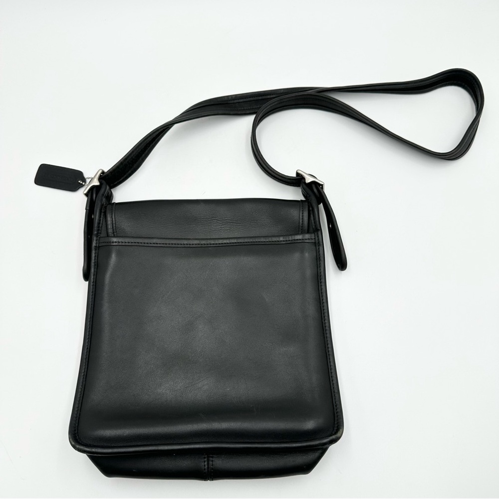 Vintage Coach Flap Leather Shoulder Crossbody Handbag 9144 Black - Picture 6 of 9